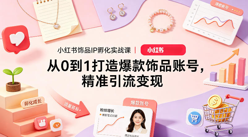 小红书饰品IP孵化实战课｜从0到1打造爆款饰品账号，精准引流变现-创业资源网