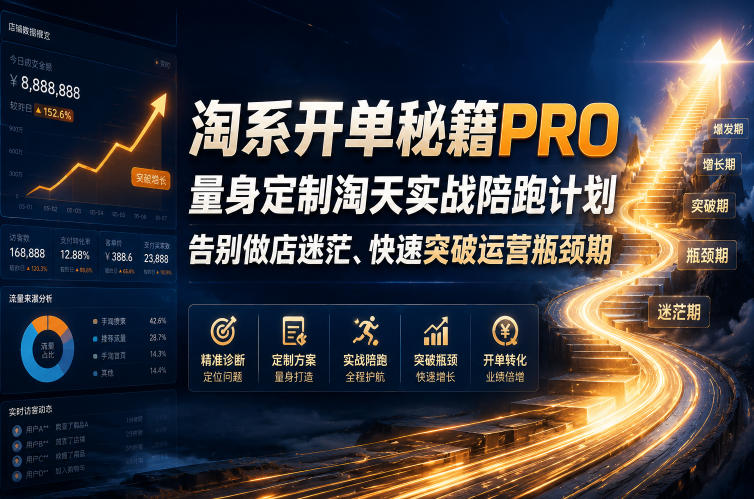 淘系开单秘籍PRO，量身定制淘天实战陪跑计划，告别做店迷茫、快速突破运营瓶颈期（更新260823）-创业资源网