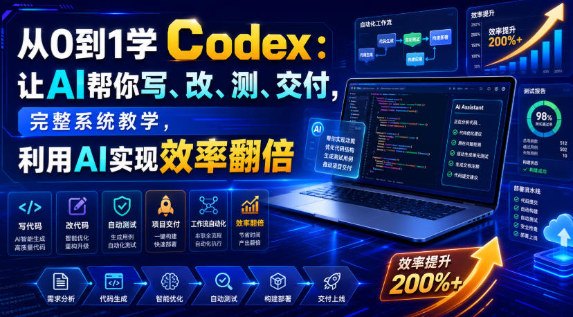 从0到1学Codex：让AI帮你写、改、测、交付，完整系统教学，利用AI实现效率翻倍-创业资源网