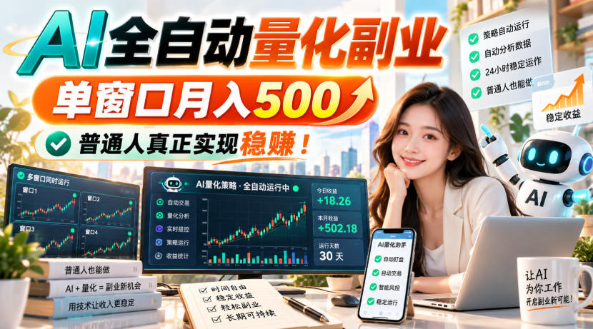 AI全自动量化副业，单窗口月入500，普通人真正实现稳賺！【揭秘】-创业资源网