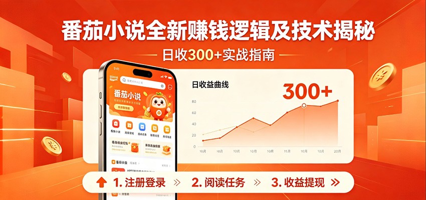 番茄小说全新赚钱逻辑及技术日收300+，小白新书皆可做！无脑赚就行了！-创业资源网