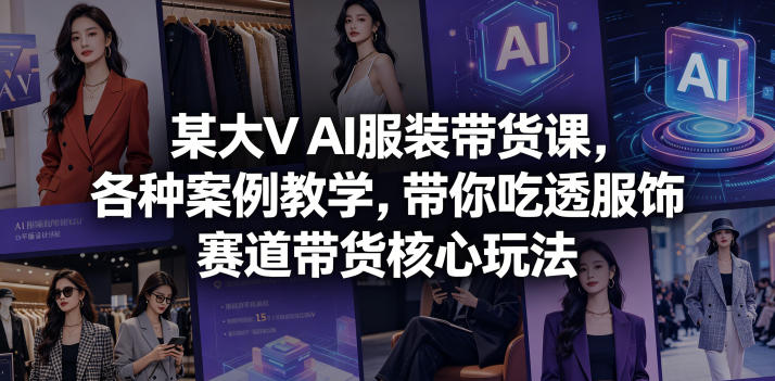 某大V AI服装带货课，各种案例教学，带你吃透服饰赛道带货核心玩法-创业资源网