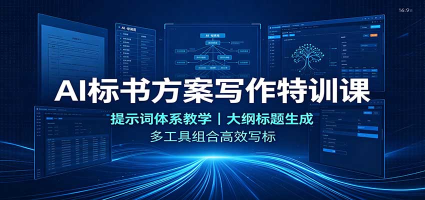 AI标书方案写作特训课：提示词体系教学，大纲标题生成，多工具组合高效写标-创业资源网