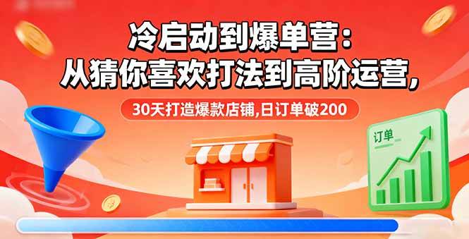 （16177期）冷启动到爆单营：从猜你喜欢打法到高阶运营,30天打造爆款店铺,日订单破200-创业资源网