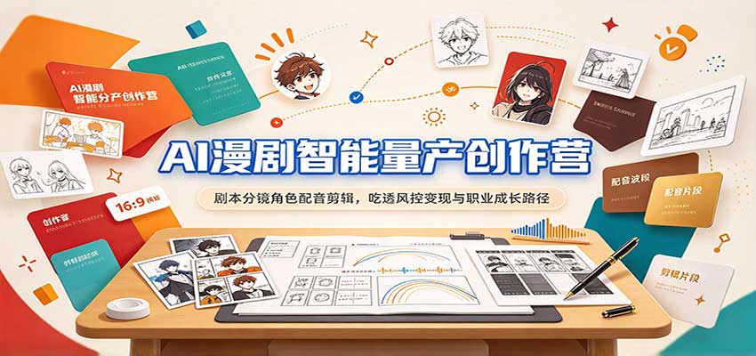 AI漫剧智能量产创作营：剧本分镜角色配音剪辑，吃透风控变现与职业成长路径-创业资源网