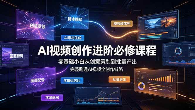 （19159期）AI视频创作进阶必修课程：零基础小白从创意策划到批量产出，完整跑通AI视频全创作链路-创业资源网