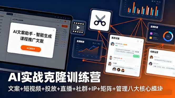 （16328期）AI实战克隆训练营：文案+短视频+投放+直播+社群+IP+矩阵+管理八大核心模块-创业资源网
