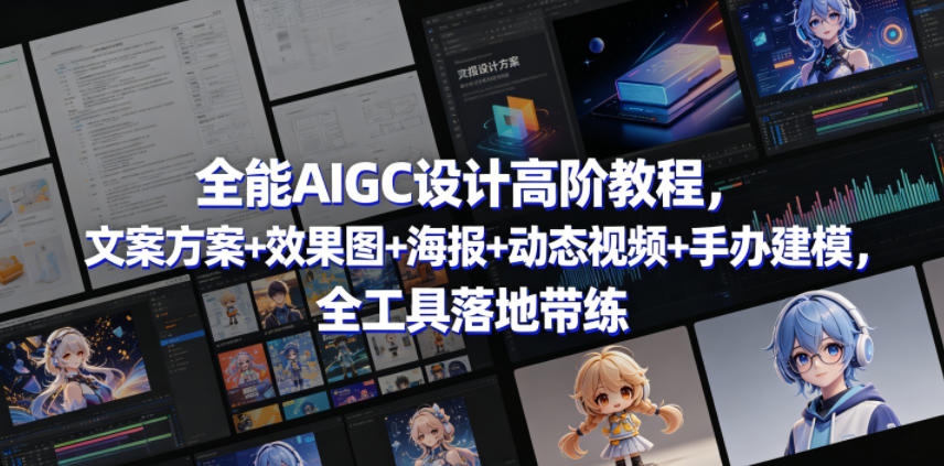全能AIGC设计高阶教程，文案方案+效果图+海报+动态视频+手办建模，全工具落地带练-创业资源网