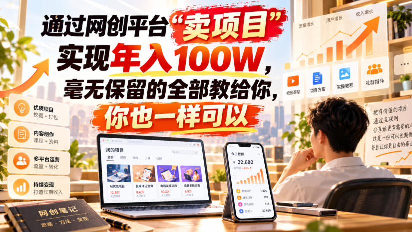 通过网创平台“卖项目”实现年入100W，毫无保留的全部教给你，你也一样可以！【揭秘】-创业资源网