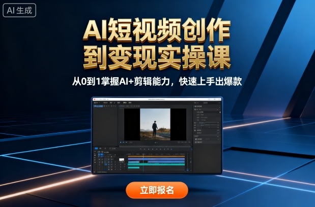 AI短视频创作到变现实操课，从0到1掌握AI+剪辑能力，快速上手出爆款（更新10月）-创业资源网