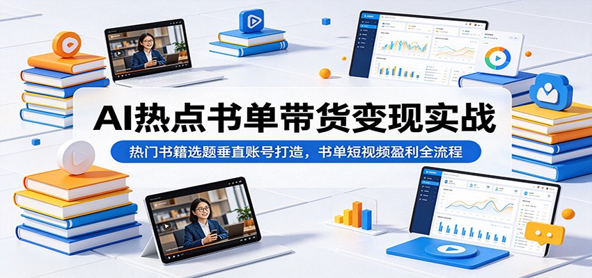 AI热点书单带货变现实战：热门书籍选题垂直账号打造，书单短视频盈利全流程-创业资源网