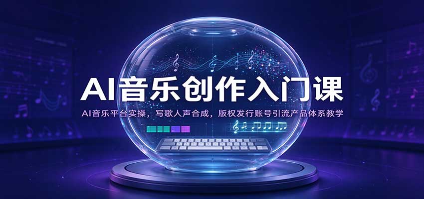 AI音乐创作入门课：AI音乐平台实操，写歌人声合成，版权发行账号引流产品体系教学-创业资源网