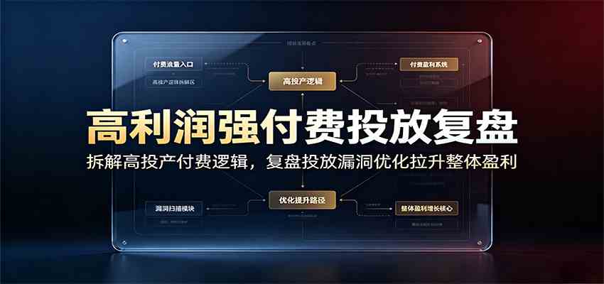 高利润强付费投放复盘：拆解高投产付费逻辑，复盘投放漏洞优化拉升整体盈利-创业资源网