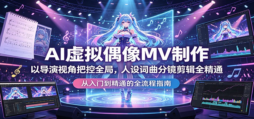 AI虚拟偶像MV制作：以导演视角把控全局，人设词曲分镜剪辑全精通-创业资源网