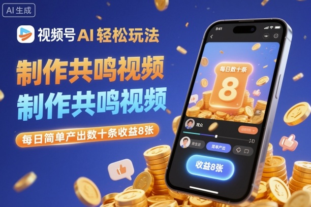 视频号AI轻松玩法，制作共鸣视频，每日简单产出数十条收益8张-创业资源网