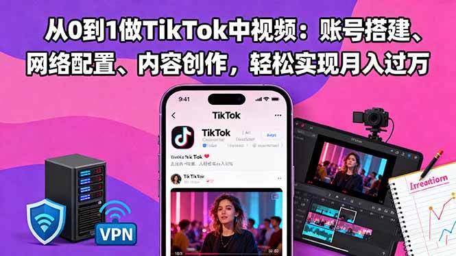 （16461期）从0到1做TikTok中视频：账号搭建、网络配置、内容创作，轻松实现月入过万-创业资源网