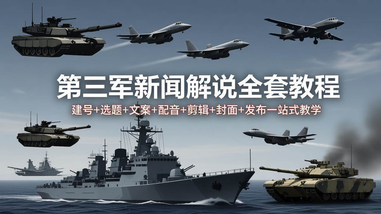 （18081期）第三军迷新闻解说全套教程：建号+选题+文案+配音+剪辑+封面+发布一站式教学-创业资源网