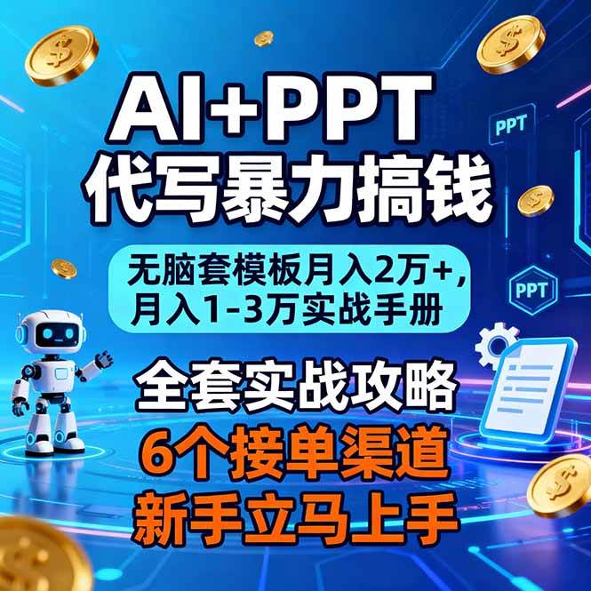 （16783期）AI+PPT代写暴力搞钱：无脑套模板月入2万+，月入1-3万实战手册-创业资源网