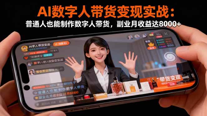 (16377期)AI数字人带货变现实战:普通人也能制作数字人带货,副业月收益达8000+-创业资源网