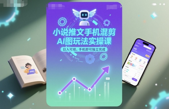 小说推文手机混剪AI图玩法实操课，日入可观，手机即可独立完成-创业资源网