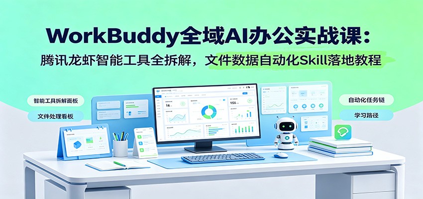 WorkBuddy全域AI办公实战课：腾讯龙虾智能工具全拆解，文件数据自动化Skill落地教程-创业资源网