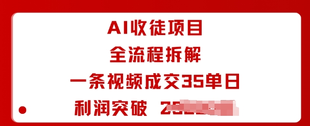 AI收徒项目全流程拆解一条视频成交35单日利润突破1k+-创业资源网