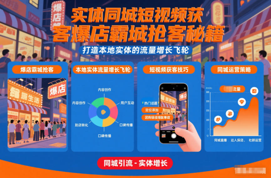 实体同城短视频获客爆店霸城抢客秘籍，打造本地实体的流量增长飞轮-创业资源网