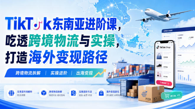 TikTok东南亚进阶课，吃透跨境物流与实操，打造海外变现路径-创业资源网
