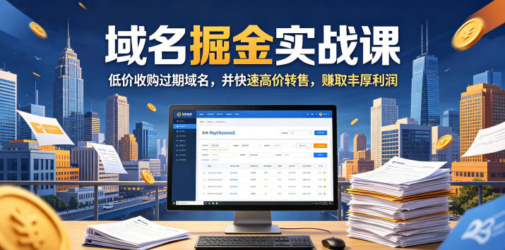 域名交易掘金实战课，低价收购过期域名，并快速高价转售，賺取丰厚利润【原创双语字幕】-创业资源网