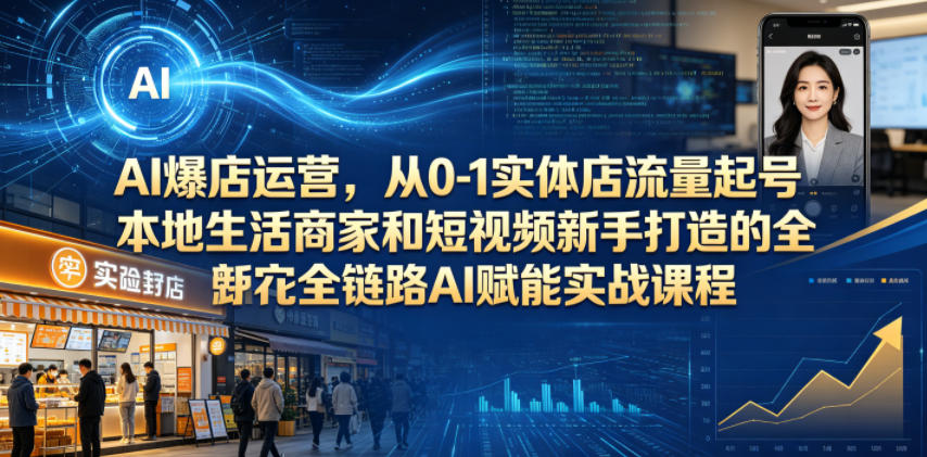AI爆店运营，从0-1实体店流量起号，本地生活商家和短视频新手打造的全链路AI赋能实战课程-创业资源网