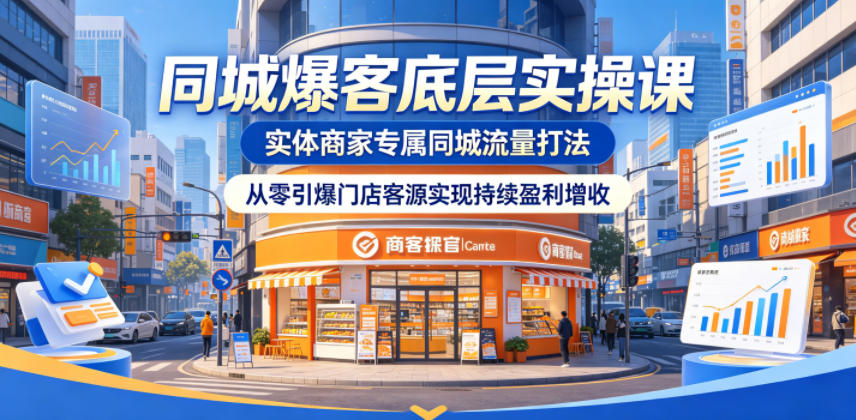 同城爆客底层实操课，实体商家专属同城流量打法，从零引爆门店客源实现持续盈利增收-创业资源网