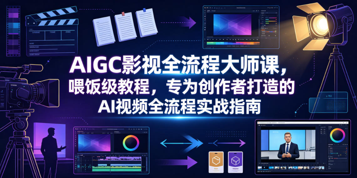 AIGC影视全流程大师课，喂饭级教程，专为创作者打造的AI视频全流程实战指南-创业资源网
