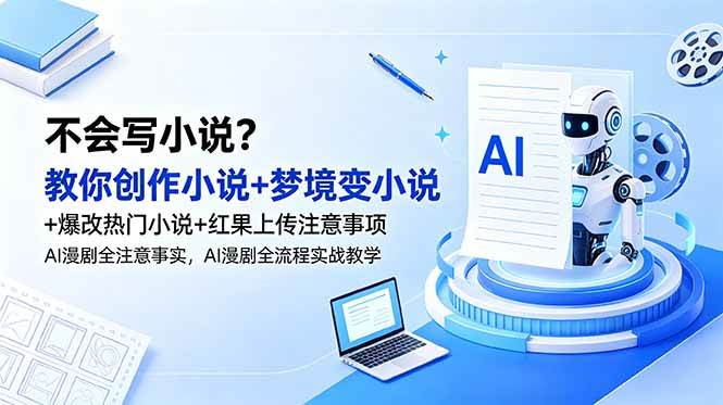 （18801期）不会写小说？教你创作小说+梦境变小说+爆改热门小说+红果上传注意事项，AI漫剧全流程实战教学-创业资源网