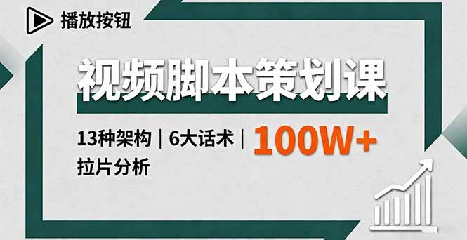 （16137期）视频脚本策划课，13种架构、6大话术、拉片分析，单条播放百万+-创业资源网