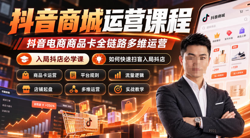 抖音商城运营课程，抖音电商商品卡全链路多维运营，入局抖店必学课， 如何快速扫盲入局抖店(更新26年10月)-创业资源网