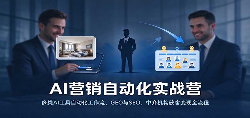 AI营销自动化实战营：多类AI工具自动化工作流，GEO与SEO，中介机构获客变现全流程-创业资源网