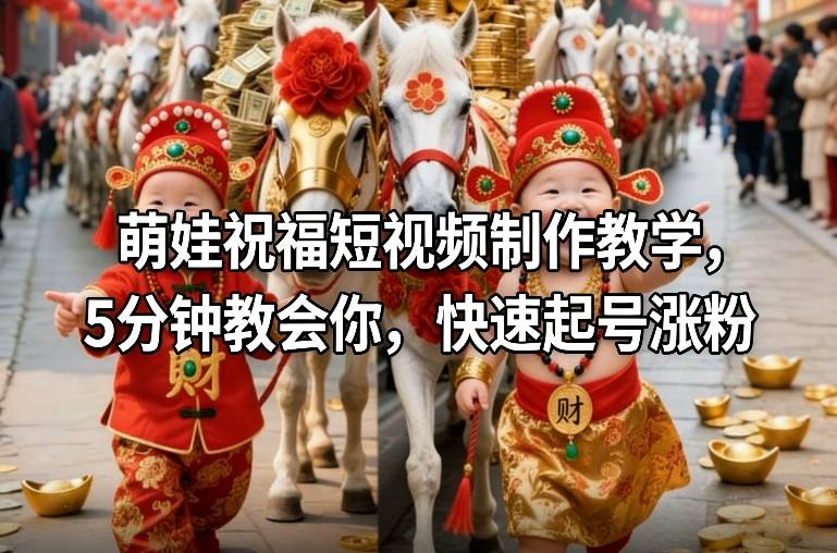 萌娃祝福短视频制作教学，5分钟教会你，快速起号涨粉-创业资源网