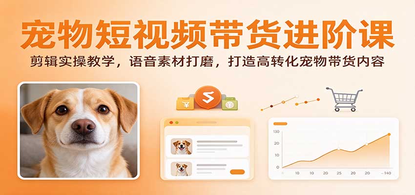 宠物短视频带货进阶课：剪辑实操教学，语音素材打磨，打造高转化宠物带货内容-创业资源网