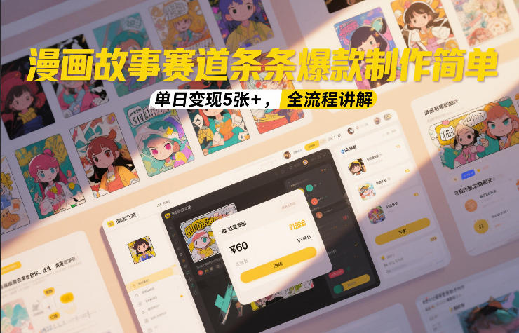 漫画故事赛道条条爆款制作简单，单日变现5张+，全流程讲解-创业资源网