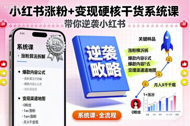 小红书涨粉+变现硬核干货系统课，带你逆袭小红书-创业资源网