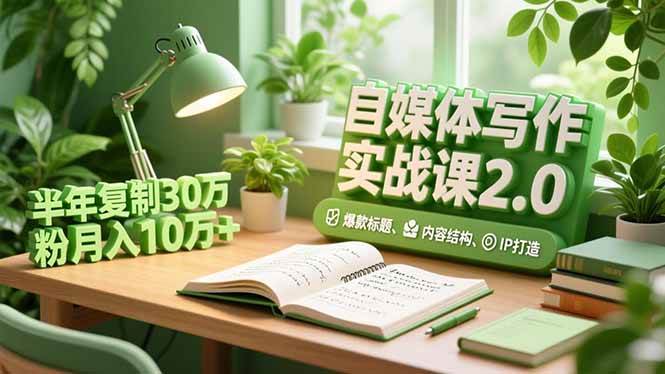 （16734期）自媒体写作实战课2.0，爆款标题、内容结构、IP打造，半年复制30万粉月入10万+-创业资源网