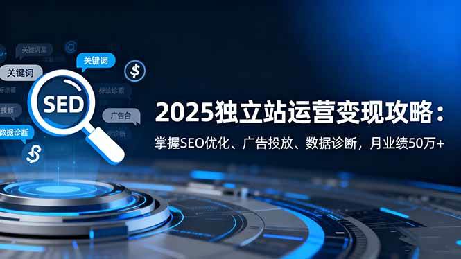 （16371期）2025独立站运营变现攻略：掌握SEO优化、广告投放、数据诊断，月业绩50万+-创业资源网