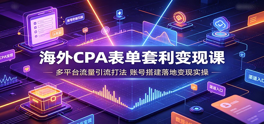 海外CPA表单套利变现课：多平台流量引流打法，账号搭建落地变现实操-创业资源网