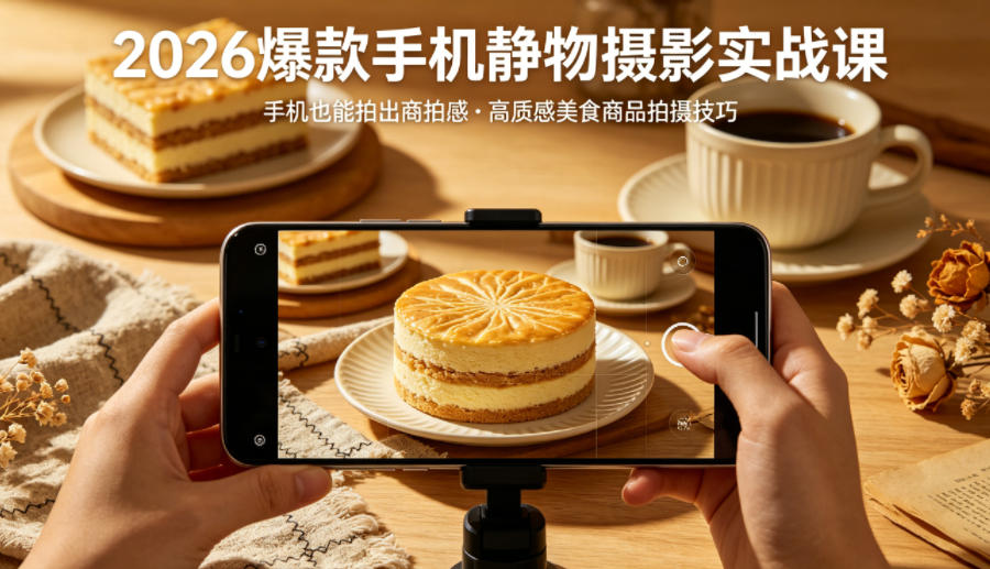 2026爆款手机静物摄影实战课，手机也能拍出商拍感，学会拍出高质感美食商品-创业资源网