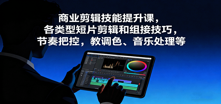 商业剪辑技能提升课，各类型短片剪辑和组接技巧，节奏把控，教调色、音乐处理等-创业资源网
