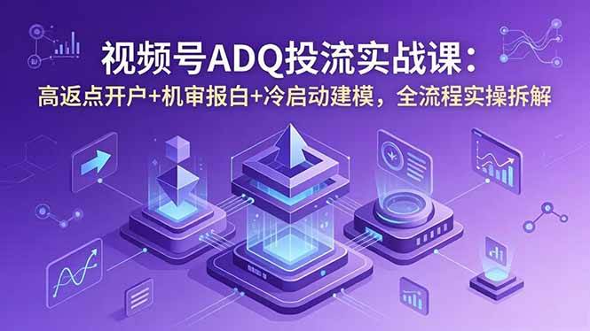 （18623期）视频号ADQ投流实战课：高返点开户+机审报白+冷启动建模，全流程实操拆解-创业资源网