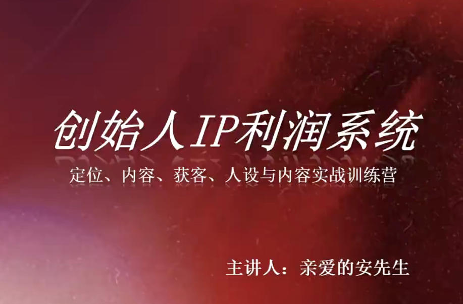 创始人IP利润系统8月训练营，定位、内容、获客、人设与内容实战训练营-创业资源网