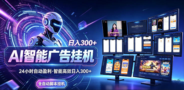 AI智能广告挂G项目，无需人工，单机稳定日入200+，可矩阵放大，24小时不间断刷广告賺收益【揭秘】-创业资源网