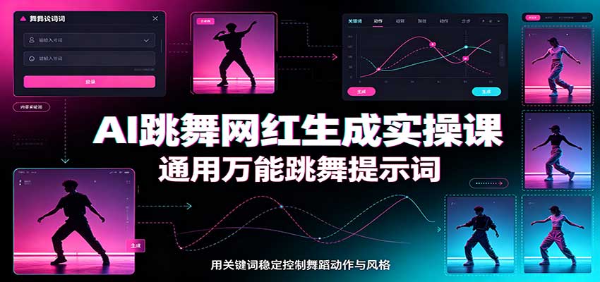 AI跳舞网红生成实操课：通用万能跳舞提示词，多模型适配，人物舞蹈视频制作全套教学-创业资源网