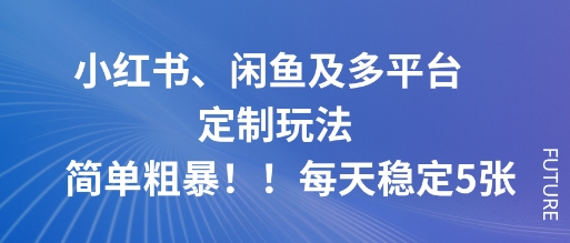 小红书、闲鱼及多平台定制玩法简单粗暴！每天稳定5张-创业资源网